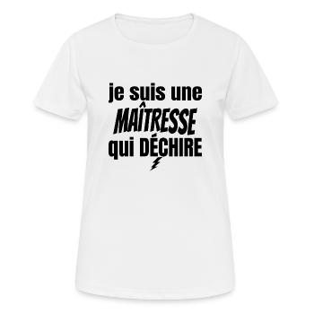 maîtresse qui déchire - T-shirt respirant Femme - blanc - Devant - AI Model Female 172 dark (172cm)