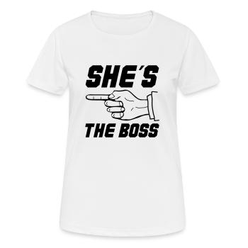 shes the boss - Women's Breathable T-Shirt - white - Front - AI Model Female 172 dark (172cm)