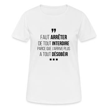 Faut Arrêter De Tout Interdire - T-shirt respirant Femme - blanc - Devant - AI Model Female 172 dark (172cm)