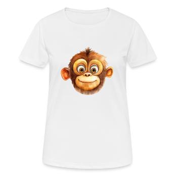 Dessin de singe Aquarelle - T-shirt respirant Femme - blanc - Devant - AI Model Female 172 dark (172cm)