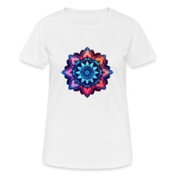 Mandala colorful flower neon - Women's Breathable T-Shirt - white - Front - AI Model Female 172 dark (172cm)