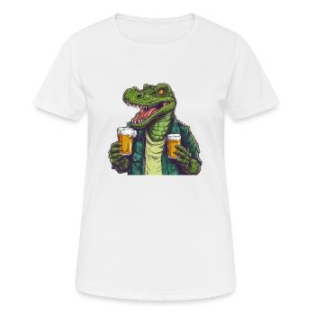 Alligator dangereux et frais avec de la bière - T-shirt respirant Femme - blanc - Devant - AI Model Female 172 dark (172cm)