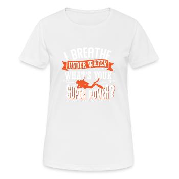 Je respire sous l’eau - T-shirt respirant Femme - blanc - Devant - AI Model Female 172 dark (172cm)