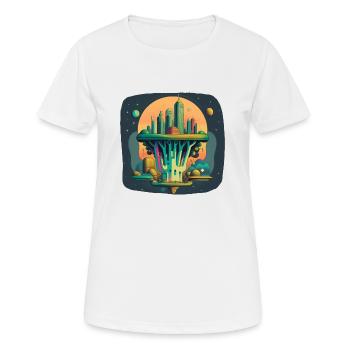 Ville futuriste inspirée du brocoli - T-shirt respirant Femme - blanc - Devant - AI Model Female 172 dark (172cm)