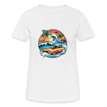 Surfen Strand Palme Sonnenschein Urlaub - Frauen T-Shirt atmungsaktiv - Weiß - Vorne - AI Model Female 172 dark (172cm)