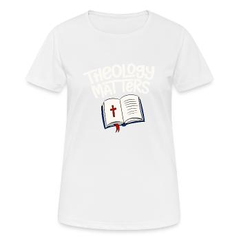 Theology Matters 4 - Women's Breathable T-Shirt - white - Front - AI Model Female 172 dark (172cm)
