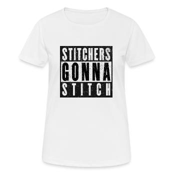 Sticker gehen zum Stitchen - Weihnachts- und Geburtstagsgeschenk - Frauen T-Shirt atmungsaktiv - Weiß - Vorne - AI Model Female 172 dark (172cm)