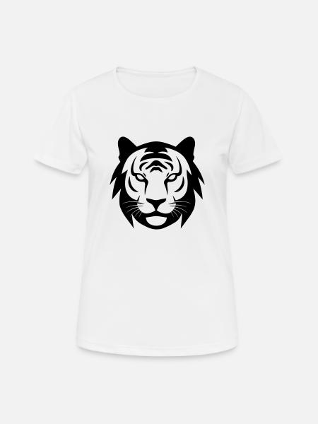 Felin Dschungel-Tigerkopf - Frauen T-Shirt atmungsaktiv - Weiß