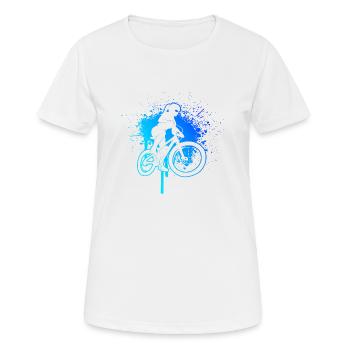 MTB Mountainbiker Radfahren Mountainbike - Frauen T-Shirt atmungsaktiv - Weiß - Vorne - AI Model Female 172 dark (172cm)