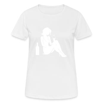 Woman Silhouette Celebrating Bottle Drinking - Women's Breathable T-Shirt - white - Front - AI Model Female 172 dark (172cm)