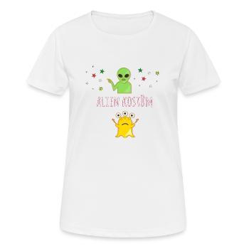 Costume D’Extraterrestre, Costume, Alien, Carnaval - T-shirt respirant Femme - blanc - Devant - AI Model Female 172 dark (172cm)
