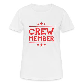 Crew Mitglied - Frauen T-Shirt atmungsaktiv - Weiß - Vorne - AI Model Female 172 dark (172cm)