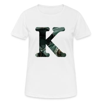 Lettre k marbré vert - T-shirt respirant Femme - blanc - Devant - AI Model Female 172 dark (172cm)