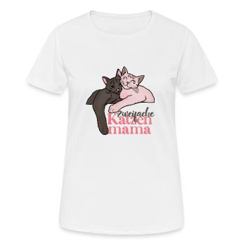 zweifache Katzenmama - Frauen T-Shirt atmungsaktiv - Weiß - Vorne - AI Model Female 172 dark (172cm)
