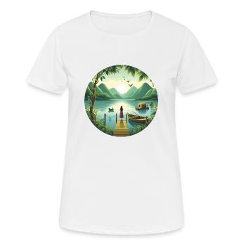 Addiction aux lacs - T-shirt respirant Femme - blanc - Devant - AI Model Female 172 dark (172cm)
