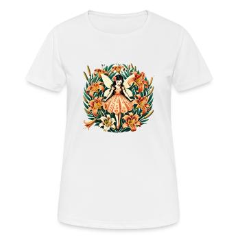 Fée Lys Tigre - T-shirt respirant Femme - blanc - Devant - AI Model Female 172 dark (172cm)