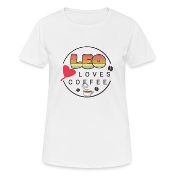 Leo - Frauen T-Shirt atmungsaktiv - Weiß - Vorne - AI Model Female 172 dark (172cm)