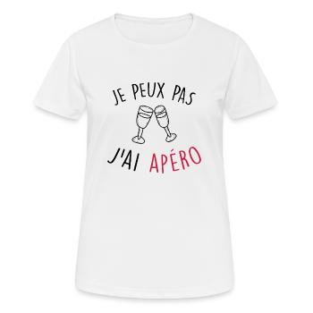 je peux pas j'ai apéro / apéritif / alcool - T-shirt respirant Femme - blanc - Devant - AI Model Female 172 dark (172cm)