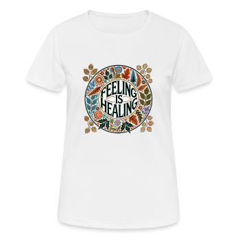 Feeling is Healing - Women's Breathable T-Shirt - white - Front - AI Model Female 172 dark (172cm)