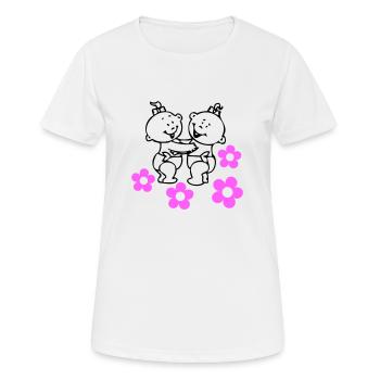 twingirls2 - T-shirt respirant Femme - blanc - Devant - AI Model Female 172 dark (172cm)