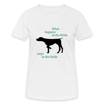 What happens in the fields - Frauen T-Shirt atmungsaktiv - Weiß - Vorne - AI Model Female 172 dark (172cm)