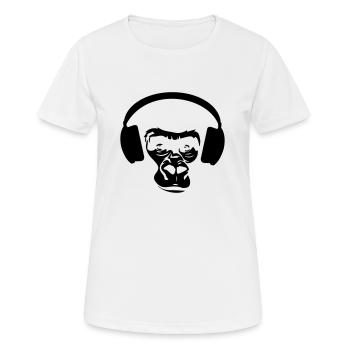 Chimp with headphones - Frauen T-Shirt atmungsaktiv - Weiß - Vorne - AI Model Female 172 dark (172cm)