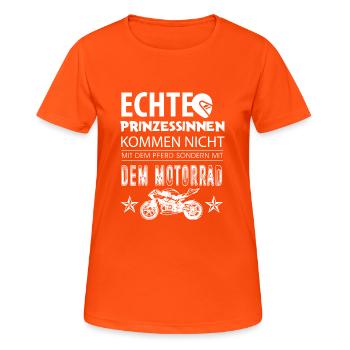 Biker Frauen Motorrad Prinzessin Geschenk - Frauen T-Shirt atmungsaktiv - Neonorange - Vorne - AI Model Female 172 dark (172cm)