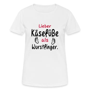 kaesefuesse_wurstfinger - Frauen T-Shirt atmungsaktiv - Weiß - Vorne - AI Model Female 172 dark (172cm)