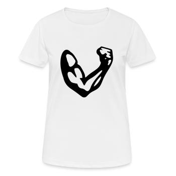 Bizeps Vektor - Frauen T-Shirt atmungsaktiv - Weiß - Vorne - AI Model Female 172 dark (172cm)