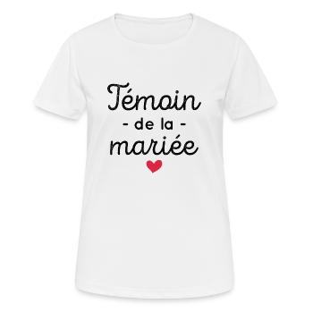 Témoin De La Mariée Mariage Cadeau - T-shirt respirant Femme - blanc - Devant - AI Model Female 172 dark (172cm)