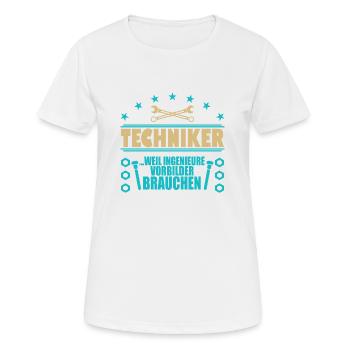 Techniker Schule Abschluss Fortbildung Ingenieur - Frauen T-Shirt atmungsaktiv - Weiß - Vorne - AI Model Female 172 dark (172cm)