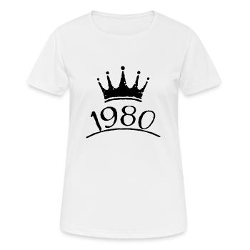 Krone 1980 Geburtsjahr Tshirt design - Frauen T-Shirt atmungsaktiv - Weiß - Vorne - AI Model Female 172 dark (172cm)