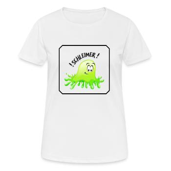SCHLEIMER"IN" - Frauen T-Shirt atmungsaktiv - Weiß - Vorne - AI Model Female 172 dark (172cm)