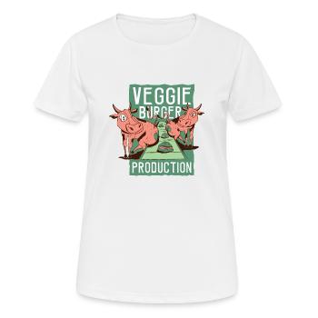 Veggie-Burger-Produktion Veggie-Burger-Produktion - Frauen T-Shirt atmungsaktiv - Weiß - Vorne - AI Model Female 172 dark (172cm)