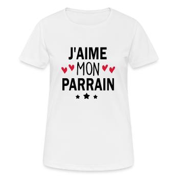 j aime mon parrain - T-shirt respirant Femme - blanc - Devant - AI Model Female 172 dark (172cm)