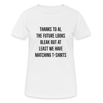 Allocation chômage - T-shirt respirant Femme - blanc - Devant - AI Model Female 172 dark (172cm)