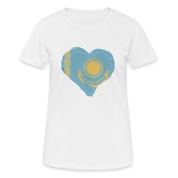 Drapeau du Kazakhstan Drapeau du Kazakhstan - T-shirt respirant Femme - blanc - Devant - AI Model Female 172 dark (172cm)