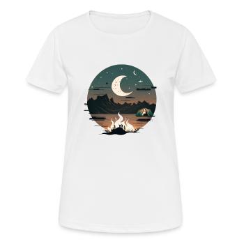 Lagerfeuer im Mondschein für Backpacker und Camper - Frauen T-Shirt atmungsaktiv - Weiß - Vorne - AI Model Female 172 dark (172cm)
