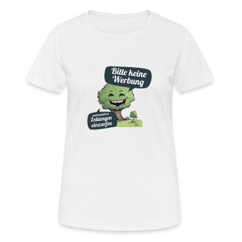 Bitte keine Werbung und kostenlosen Zeitungen - Frauen T-Shirt atmungsaktiv - Weiß - Vorne - AI Model Female 172 dark (172cm)