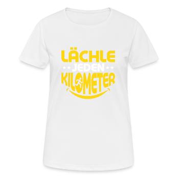 Lächle jeden Kilometer Laufen Joggen - Frauen T-Shirt atmungsaktiv - Weiß - Vorne - AI Model Female 172 dark (172cm)