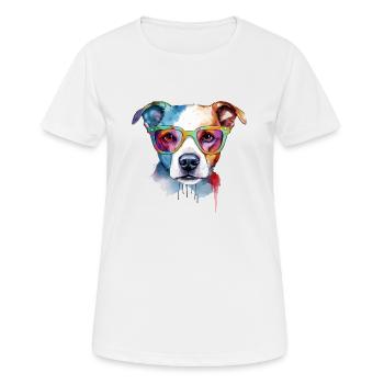 Rox, der Hund mit Brille - Frauen T-Shirt atmungsaktiv - Weiß - Vorne - AI Model Female 172 dark (172cm)