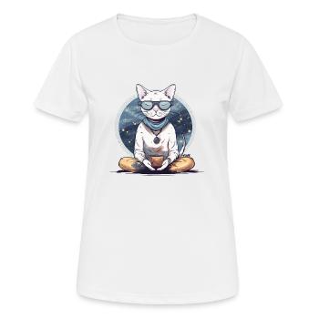 Meditating Cat - Women's Breathable T-Shirt - white - Front - AI Model Female 172 dark (172cm)