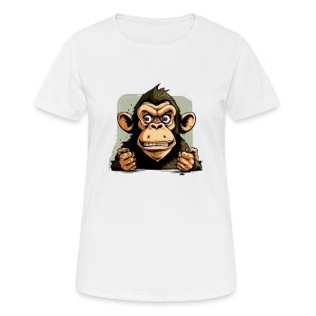 Basil the chimpanzee - Women's Breathable T-Shirt - white - Front - AI Model Female 172 dark (172cm)