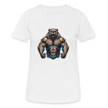 Ours Grizzly Beast Musculation Muscles - T-shirt respirant Femme - blanc - Devant - AI Model Female 172 dark (172cm)