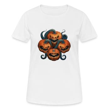 Gruselige Kürbisfreunde - Frauen T-Shirt atmungsaktiv - Weiß - Vorne - AI Model Female 172 dark (172cm)