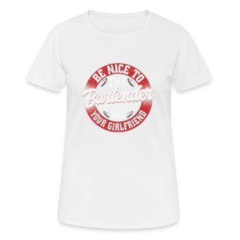 Soyez gentil avec le barman Barman Barman Barman Cocktail Barman - T-shirt respirant Femme - blanc - Devant - AI Model Female 172 dark (172cm)