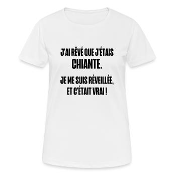 j'ai rêvé que j étais chiante - T-shirt respirant Femme - blanc - Devant - AI Model Female 172 dark (172cm)