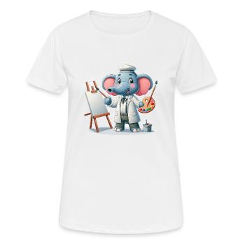 Cute Elephant Artist - Women's Breathable T-Shirt - white - Front - AI Model Female 172 dark (172cm)