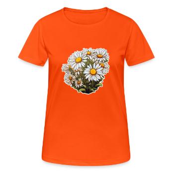 Gänseblümchen - Frauen T-Shirt atmungsaktiv - Neonorange - Vorne - AI Model Female 172 dark (172cm)