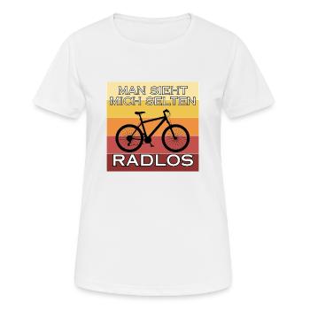 Man sieht mich selten Radlos - Frauen T-Shirt atmungsaktiv - Weiß - Vorne - AI Model Female 172 dark (172cm)